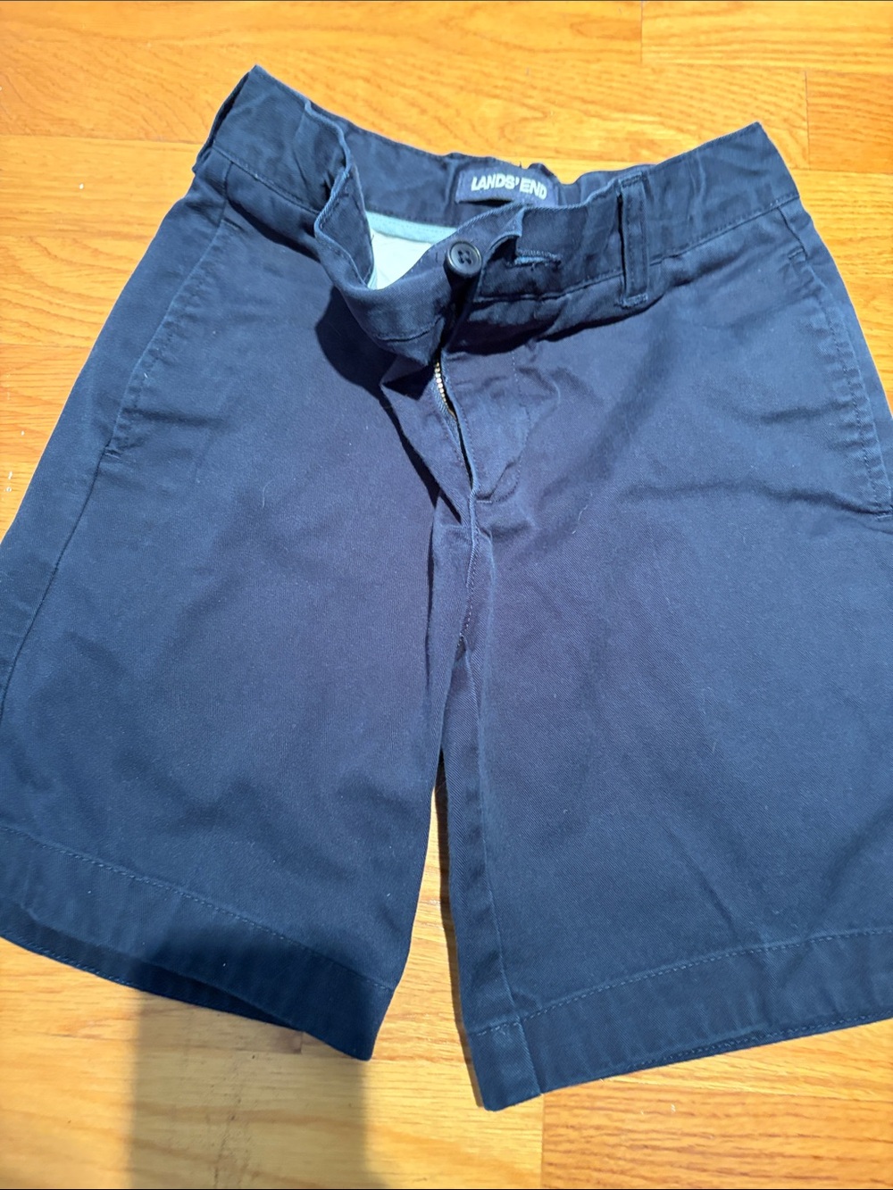 Lands' End kids uniform  Navy Flat-Front Chino Shorts